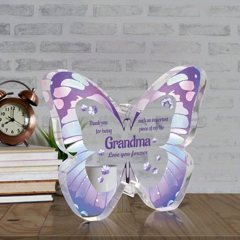 Acrylic Butterfly Plaque - Grandchildren Thank You Gift, Forever Love Decorative Sign for Grandmother, Nurseries, Home Desk Living Room Acrylic Decor