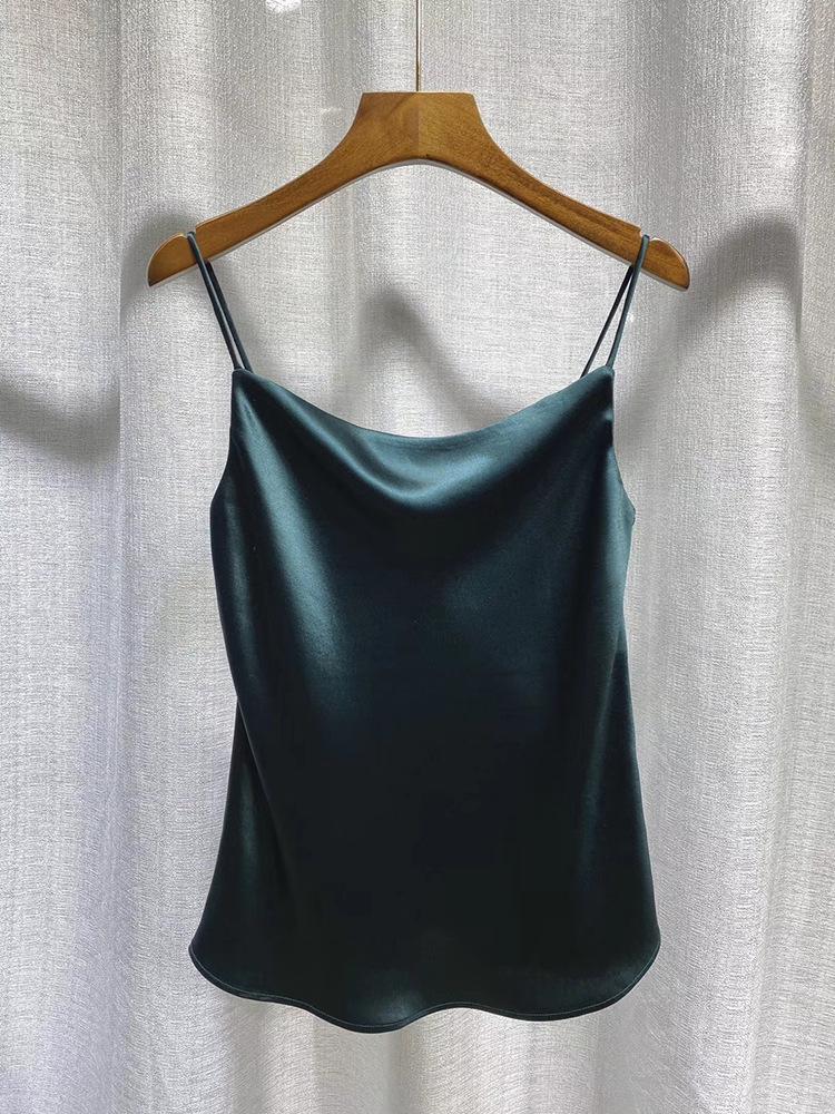 Women's Multicolor Satin Drape Camisole - Elegant Loose Fit with an Acetate Inner Layer