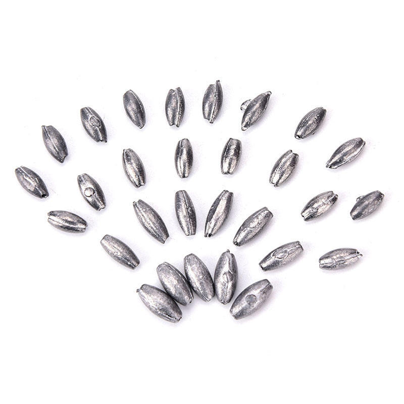 100pcs olive shape lead sinkers pure lead making fishing sinker HI