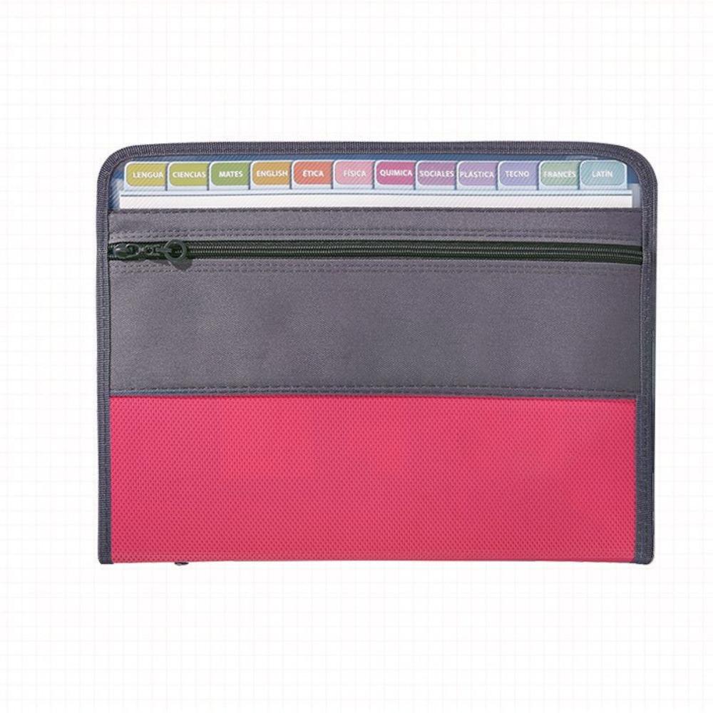 13 Pockets Expanding File Folder A4 Front Pencil Pouch Accordion File Organizer with Safe Zipper Multi-layer