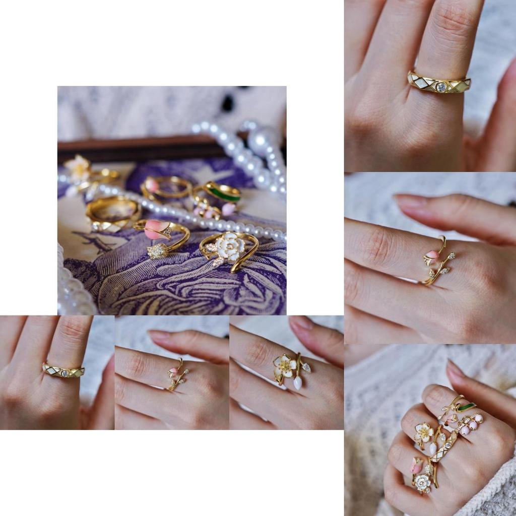Elegant French Style Gentle Sweet Floral Adjustable Open Ring For Women With Unique Sophistication