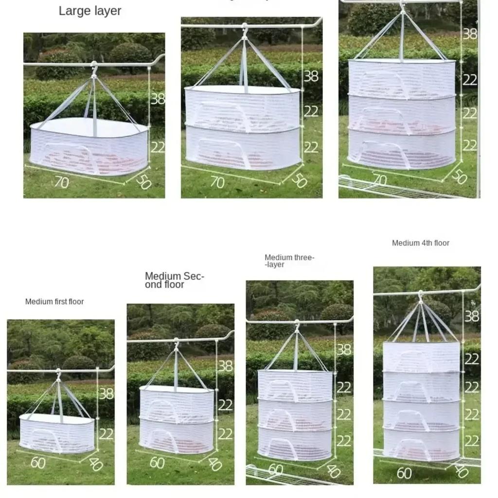 Food Drying Net Anti-mosquito Foldable Muti-layer Hanging Drying Net for Herbs Hanging Basket Dryer Bag Mesh Herb Drying Net