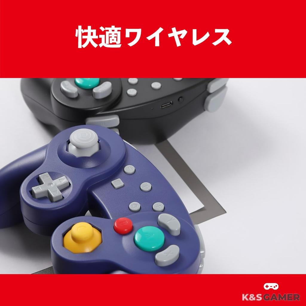 Switch Pro Controller Gamecube Type Wireless Vibration [K&SGAMER] (Turbo & Function) (Black)