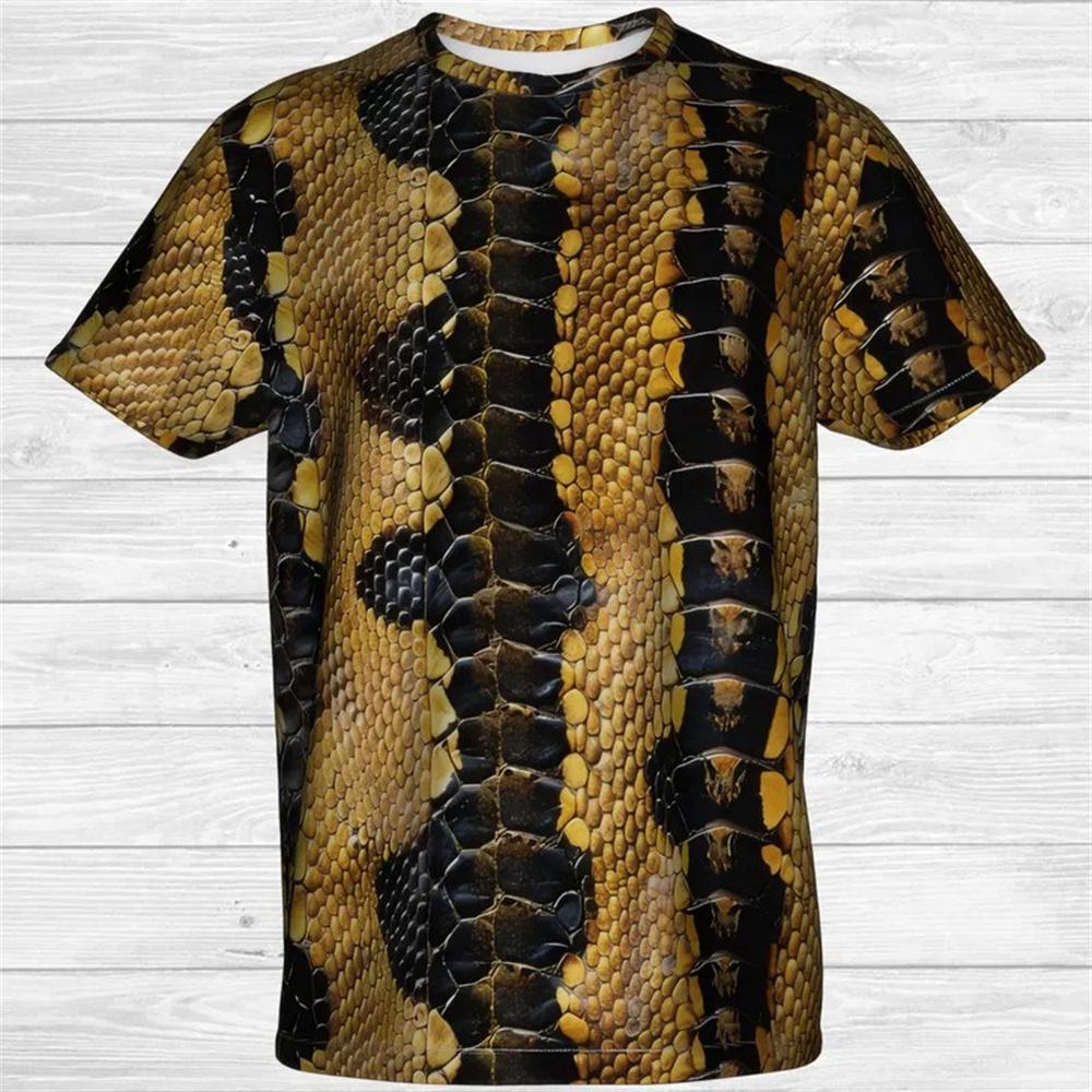 Snake Animal Scales Graphic T-shirt 3D Print Round Neck T Shirts Personality Street Cosplay Clothing Tees Tops Size XXS-6XL