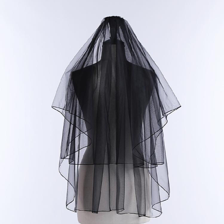 Dark Series Black Mesh Veil for Halloween Masquerade Party Bride Dress Up Wedding Veil for Parties Festival Props