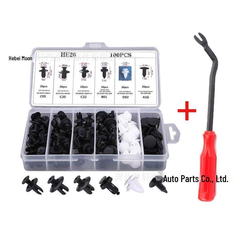 100pcs Universal Car Expansion Clips - 6 Types for Body, Fender, and Door Panels