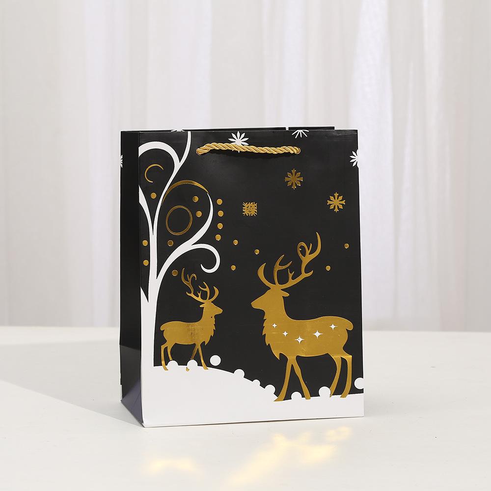StoBag, Elegant Christmas Gift Bags, Happy Christmas, Add a Touch of Festive Cheer To Your Gift-Giving, Reusable Paper, 6/10pcs