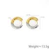 Earrings Gold and Silver Splicing Circle Earrings Cold Wind Titanium Steel Contrasting Earrings Neutral Wind Ear Buckles