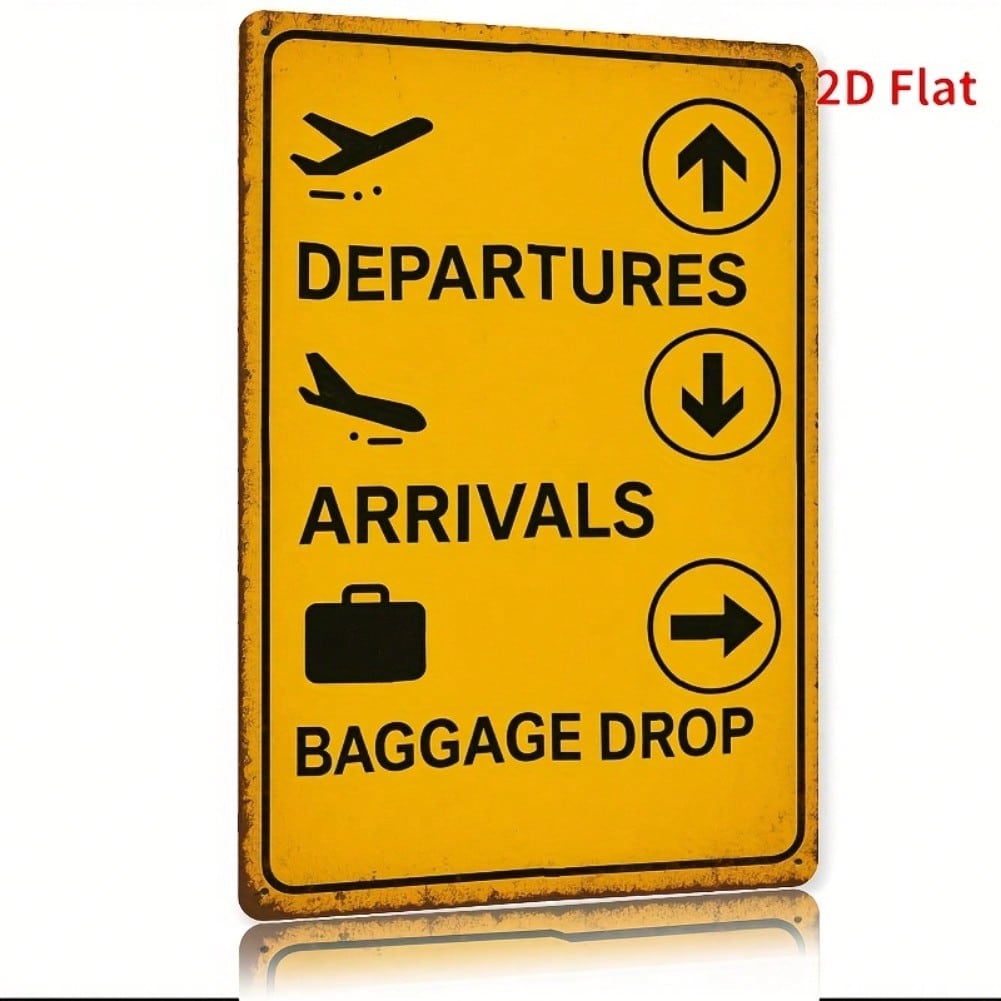 Vintage Airport Sign Metal Wall Art Retro Tin Sign for Bar Cafe Home Decor