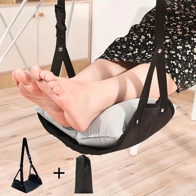 Portable Foot Rest Hammock for Travel – Airplane Foot Pad, Car Footrest, Leg Hammock & Hanging Strap Accessory