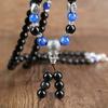 COAI 108-Bead Bracelet/Necklace with Obsidian and Kyanite, a Power Stone Prayer Beads for Wish-Fulfillment, Suitable for Men and Women, No Wrist Size