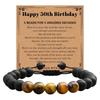 Milestone Birthday Gift: Tiger Eye & Frosted Stone Woven Bracelet