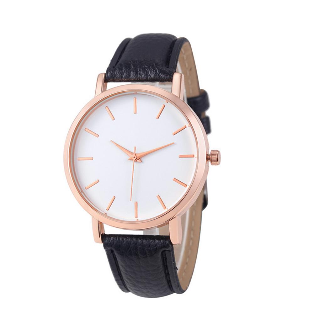 Elegant Ladies Leather Strap Quartz Wristwatch Girl Bracelet Watch Gifts for Woman
