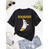 Directed Cute Ghost Banana Halloween Costume Print T-Shirt, Short Sleeve Crew Neck Casual Top for Summer & Spring, Women'S Clothing