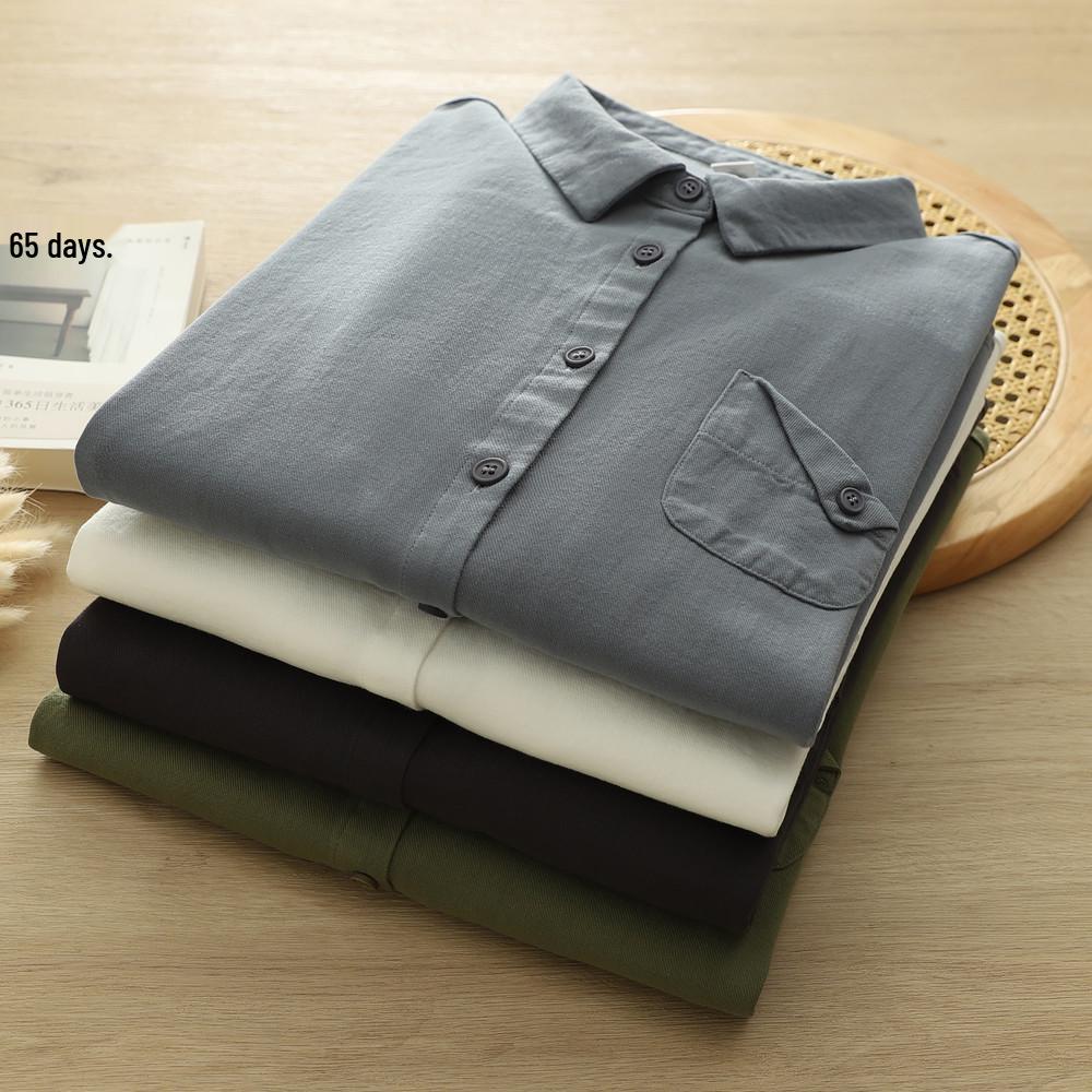 2026 Spring Women's Solid Color Slim Fit Long-Sleeve Single-Breasted Brushed Pocket Shirt