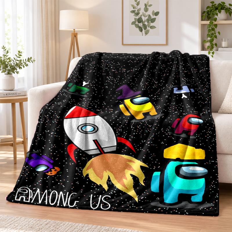 Among Us Flannel Throw Blanket Soft Warm Cozy For Sofa Bed Indoor Home Bedroom Use