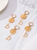 Qiong Yao Vintage Geometric Round Pendant Earrings with Beads, 18k Gold-Plated Luxurious D Letter Tassel Studs.