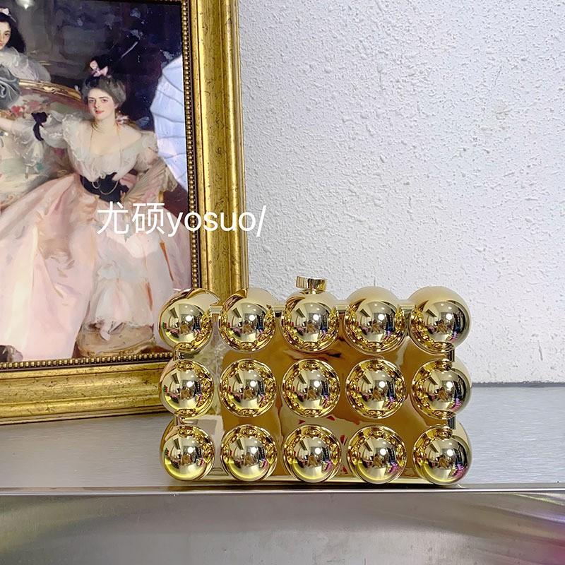 Acrylic Mini Square Clutch Bag With Glossy Gold Wave Design Hard Shell Crossbody Phone Purse Evening Party
