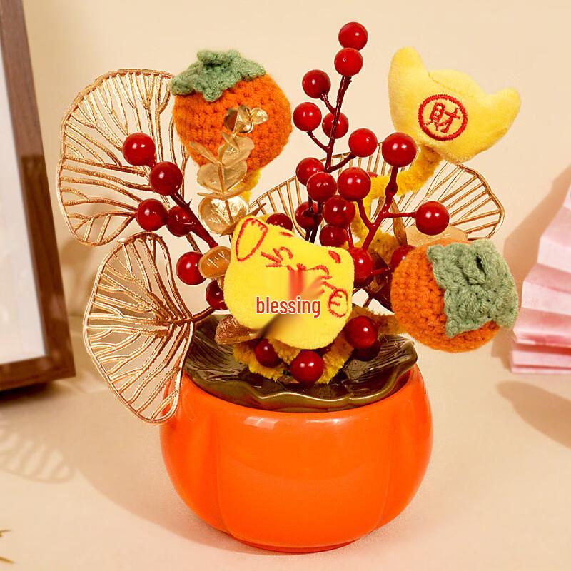 Handon Artificial Flower Fortune Bucket Ornament