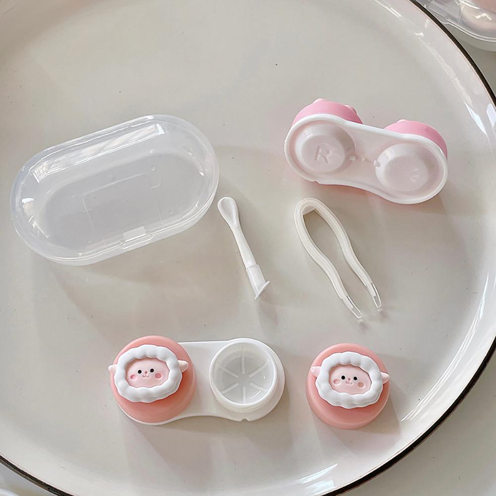 Cute Contact Lens Case with Lenses Tweezers Contact Lens Kit Holder Container Cartoon Animal Lens Storage Box