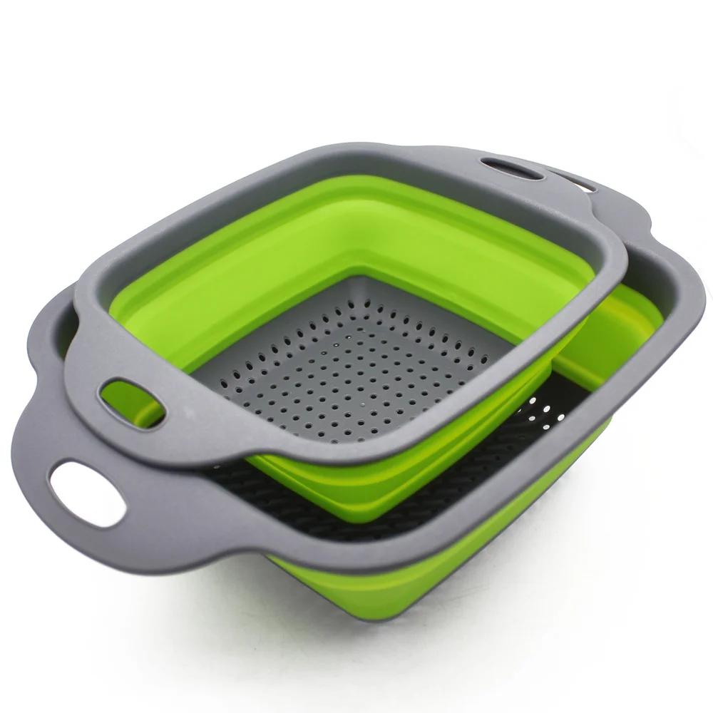 

2 шт. складной силиконовый дуршлаг, складной кухонный фильтр, включая один 8 дюймов и один 95 дюймов