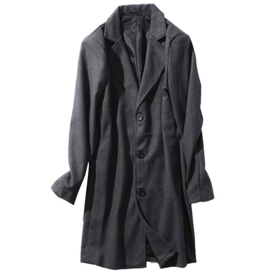 Herre Vinter Reverskrage Ullkåpe Enkeltspent Lommer Pluss Størrelse Trenchcoat
