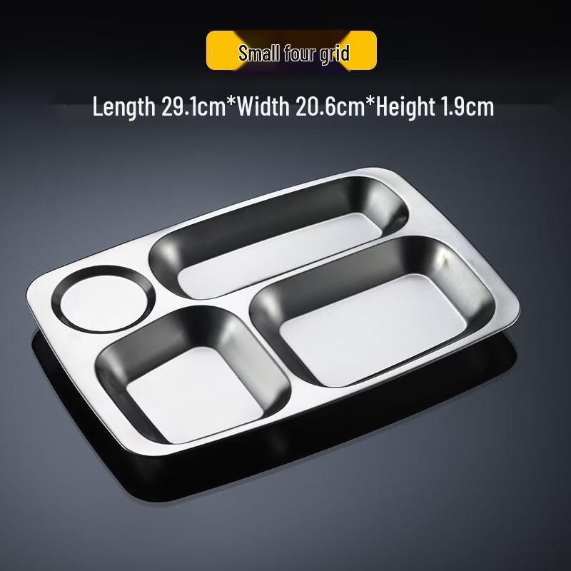 Hantun Stainless Steel 4-Compartment Meal Plates, 10-Pack
