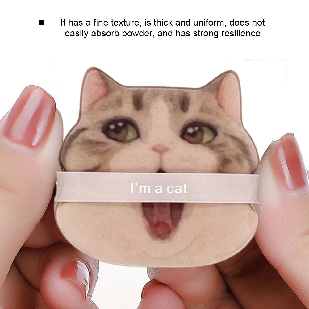 Cute Cat Makeup Puff Air Cushion Powder Puff Hydrophilic Non-latex Facial Face Body Powder Foundation Puff Sponges Wet Dry Use Makeup Tool