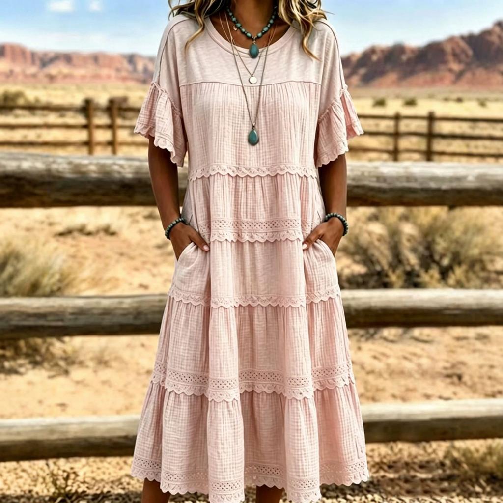 Women's Plus Size Casual Color Round Neck Loose Fit Shirt Dress for Everyday Wear