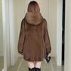 Autumn and Winter Imitation Mink Velvet Fur Coat Korean Version Loose Mink Coat Women's Hooded Mid-length Thickening
