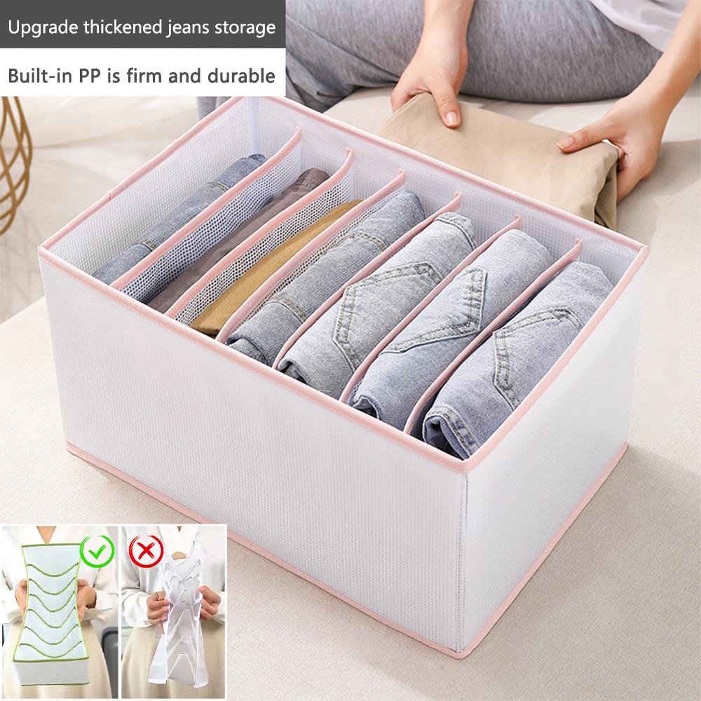

Органайзер для джинсов, ящик для хранения, сетчатый ящик, шкаф для одежды, разделитель для брюк, можно стирать, органайзер для домашней одежды#ww Jeans 7 grid PP 5