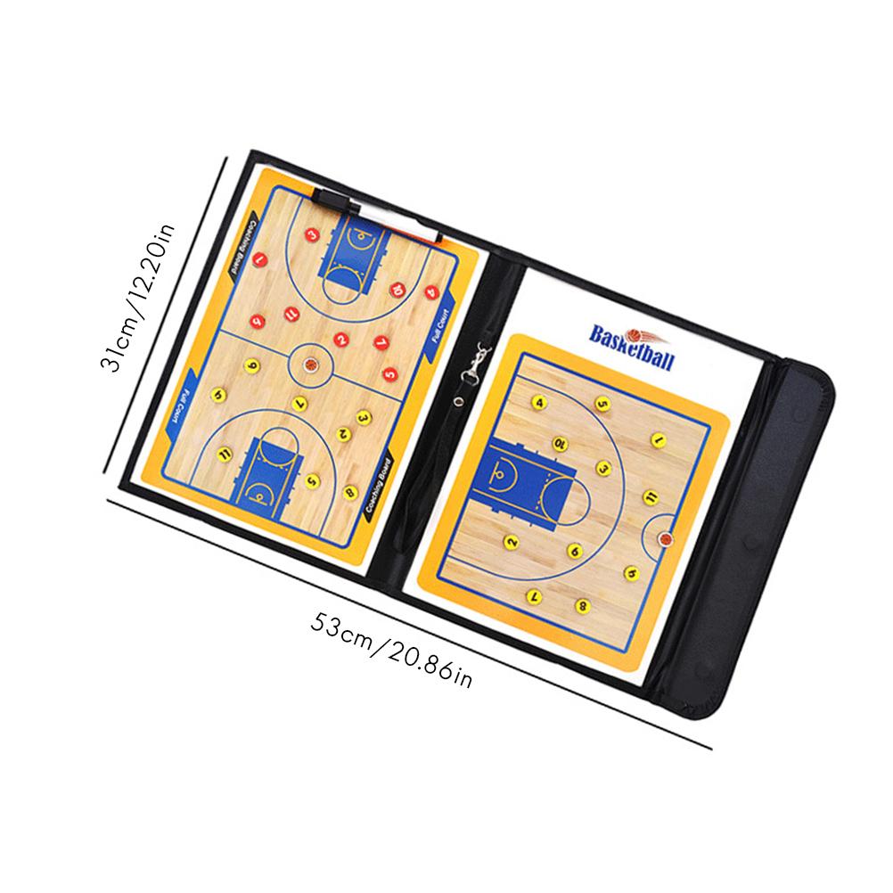 Basketball Coaching Board 2.5 Folds Foldable Strategy Teaching Clipboard with Dry Erase and Marker Pen
