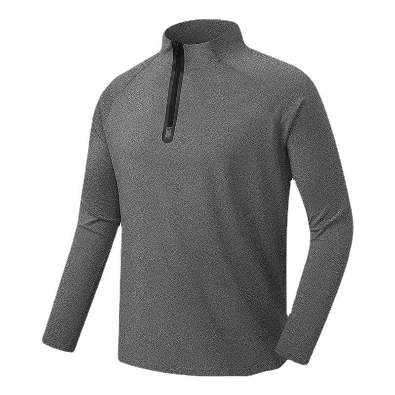 Spring and Autumn Quick Dry Clothes Men's Outdoor Fitness Warm Casual Sports T-shirt Long Sleeve Stand Collar Fashion Slim Body Clothes