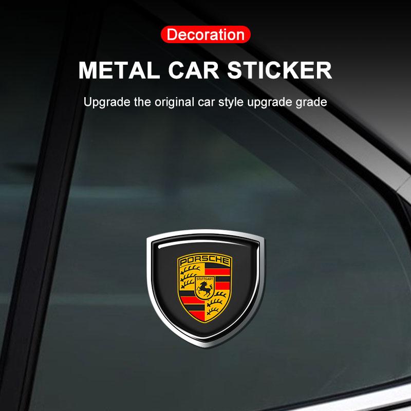 1Pcs 3D Metal Auto Door Shield Emblem Car Body Badge Sticker Styling For Porsche Boxster Cayenne Panamera Macan Cayman 911 918 996 917 991