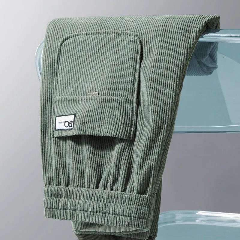 Men's Autumn Trend Corduroy & Velvet Tapered Pants - Versatile, Loose-Fit, Hong Kong Style Casual