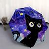1pc "Starry Night Cat" Automatic Open 8-Rib Windproof Umbrella, Travel & Commuting, Suitable for All Seasons
