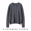 2026 Autumn Women's 100% Cashmere Round Neck Cardigan - High-End Long Sleeve Knit Short Jacket Top