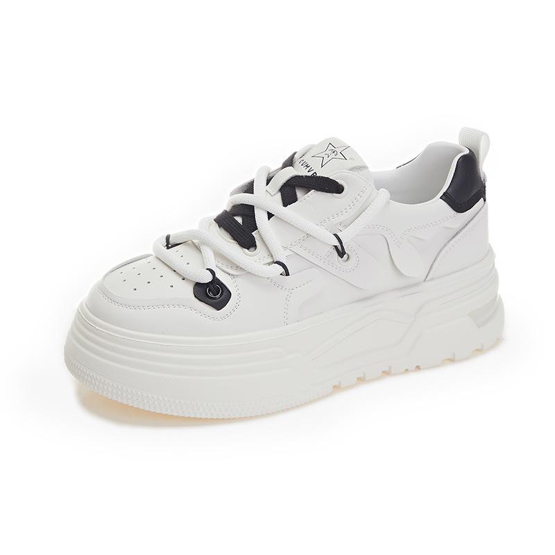 Leather White Shoes 2025 Spring New Women's Platform Shoes Sports Board Shoes Women's Casual Versatile Women's Shoes
