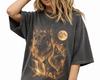 Vintage Deutscher Schäferhund Heulender Mond Shirt, Hund Grafik T-Shirt, Retro Individuelles Haustierliebhaber Geschenk