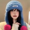 Sweet Women Knitted Cap Fluffy Pom-pom Ear Protection Caps Trendy Warm Beanie Hats  Outdoor