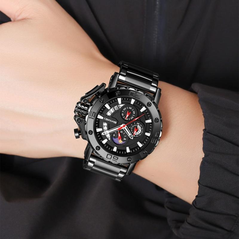 Skmei Watch for Men Top Brand Luxury Big Dial Stainless Steel Waterproof Chronograph Wristwatches with Date