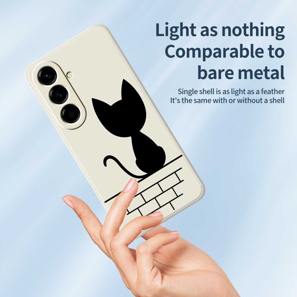 For Samsung Galaxy A56 5G Case Black Cat on the Wall Pattern Printing Straight Edge TPU Phone Back Cover