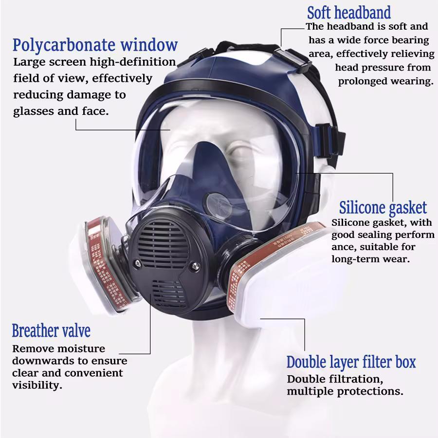 15in1 Chemical Mask Gas Mask Paint Insecticide Spray Silicone Full Face Mask Filter, Suitable for Laboratory Nuclear Pollution