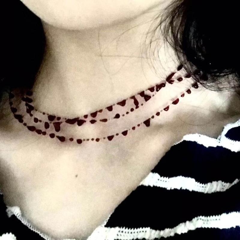 Personality Red Blood Drop Clavicle Chain Crystal Irregular Blood Necklace Dripping Blood Chokers Wedding Jewelry Gift
