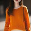 Women's Plus Size Loose Knitwear: Round Neck, 100% Pure Wool, Autumn/Winter Base Layer Sweater.