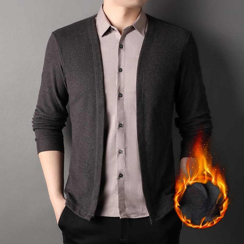 

Мужская поддельная рубашка из двух частей с флисовым деловым утолщенным термолацканом Поддельная рубашка из двух частей 4XL