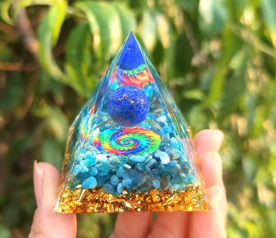 Energy Pyramid Reiki Natural Amethyst Ball Healing Crystals Chakra Tool Ornaments Resin Stones Craft Kids Gift Pyramid