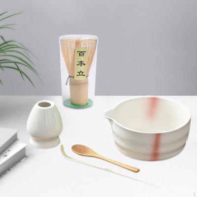 Conjunto de Preparo de Matcha em Cerâmica com Colher e Batedor para Hora do Chá em Família