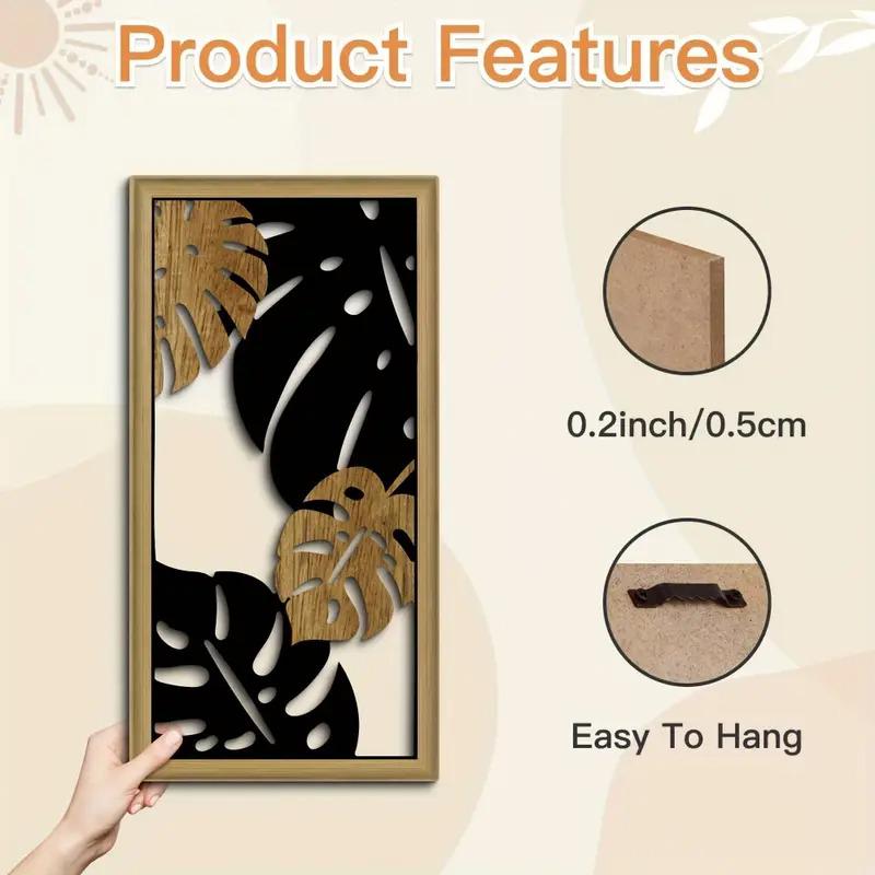 3PC/Set Hollow Leaves Boho Wooden Wall Hanging Wall Art Wall Decor Bedroom Office Studio Wood Craft Decor Home