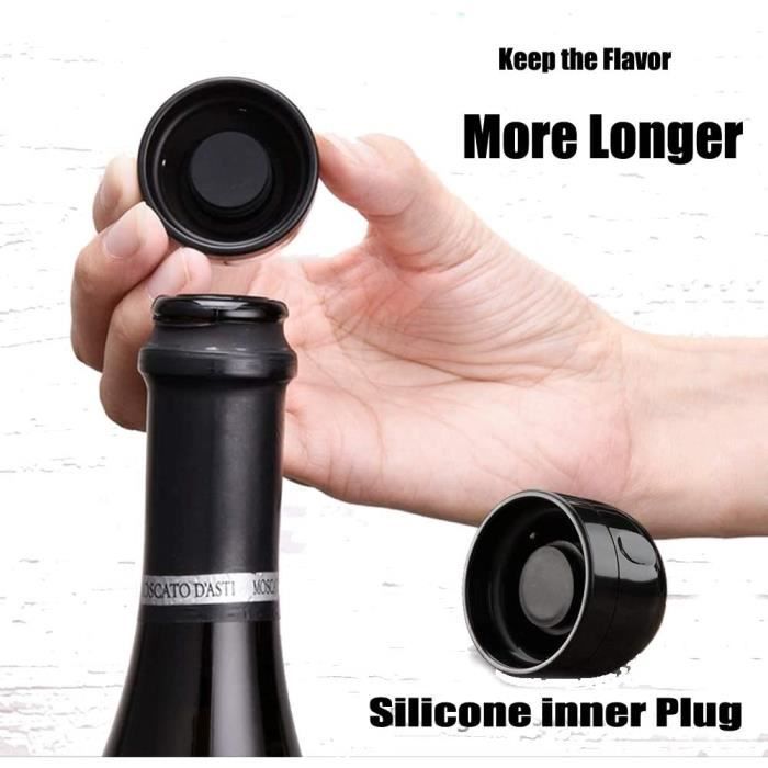 Champagne Stoppers, 4 Pieces Champagne Stopper with Rotary Switch, Reusable Sealed Bottle Stoppers Champa A7